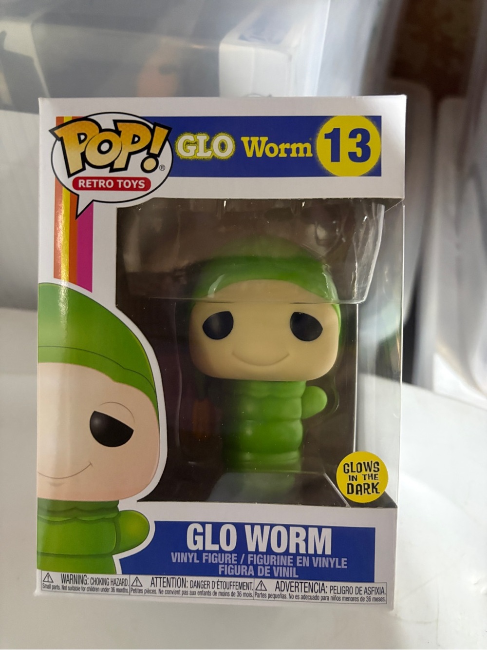Funko pop glow worm , glows in dark